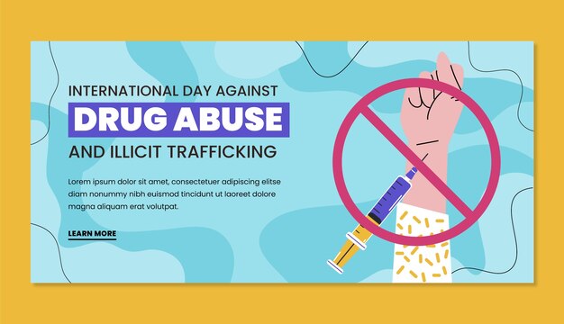 Flacher internationaler tag gegen drogenmissbrauch und illegalen handelsbanner