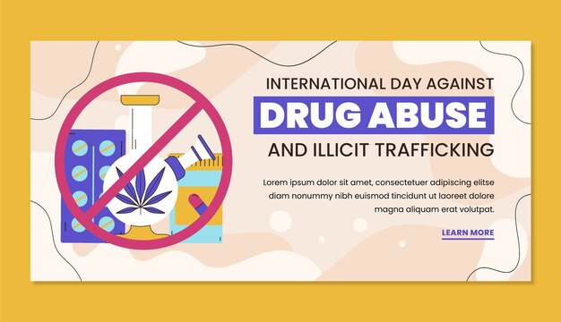 Flacher internationaler tag gegen drogenmissbrauch und illegalen handelsbanner