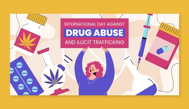 Flacher internationaler tag gegen drogenmissbrauch und illegalen handelsbanner