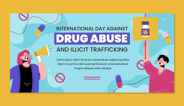 Flacher internationaler tag gegen drogenmissbrauch und illegalen handelsbanner