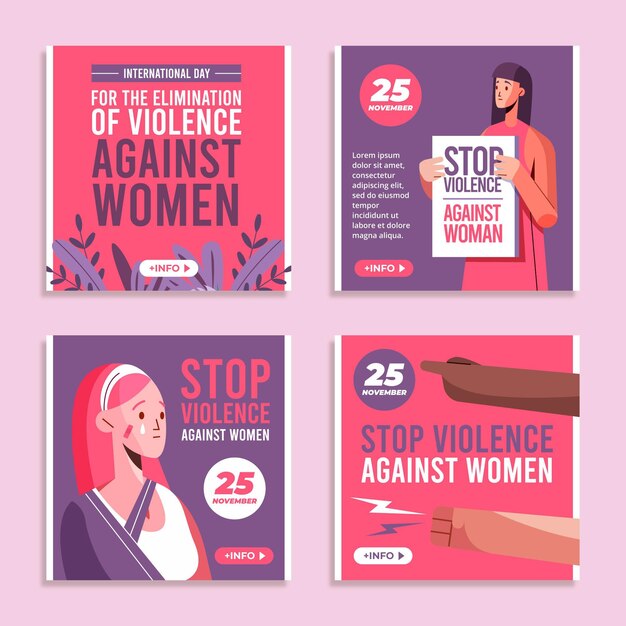 Flacher internationaler Tag zur Beseitigung von Gewalt gegen Frauen Instagram-Posts-Sammlung