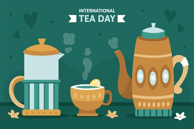 Flacher internationaler Teetageshintergrund