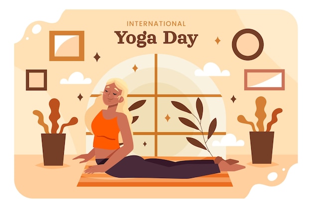Flacher internationaler yoga-tageshintergrund
