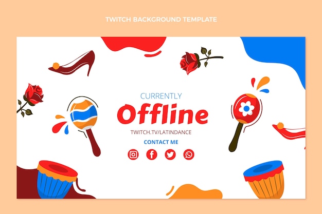 Flacher lateinamerikanischer Tanzparty-Twitch-Hintergrund