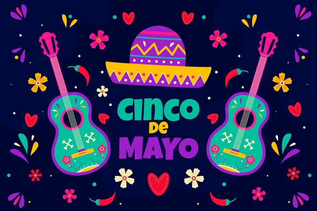 Flacher mexikanischer Hintergrund des Cinco de Mayo