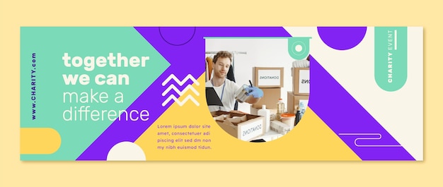 Kostenloser Vektor flacher, minimaler twitter-header für wohltätigkeitsveranstaltungen
