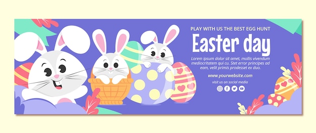 Kostenloser Vektor flacher ostern-twitter-header