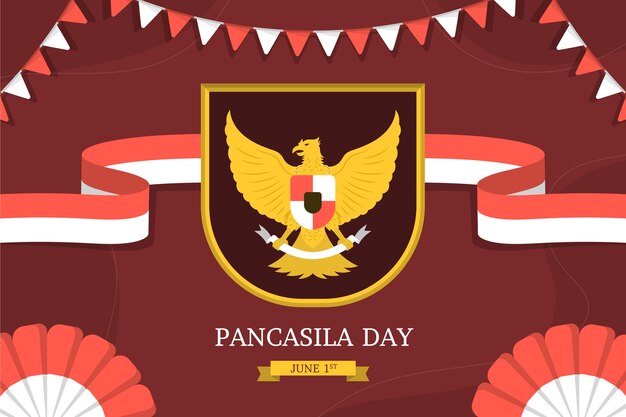 Flacher Pancasila-Tageshintergrund