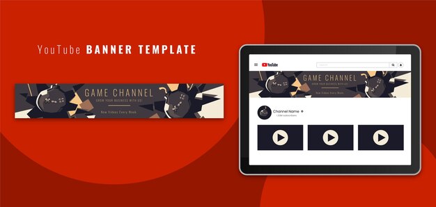 Flacher Stil der abstrakten youtube-Bannerschablone