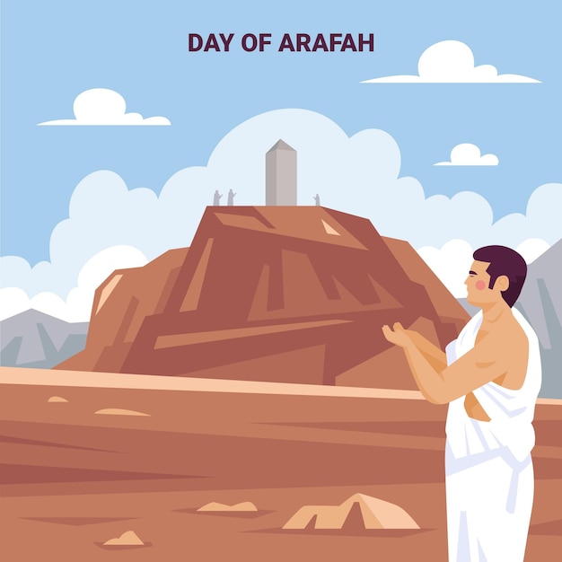 Kostenloser Vektor flacher tag der arafah-illustration