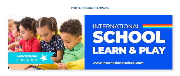 Kostenloser Vektor flacher twitter-header der internationalen schule