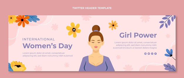 Flacher Twitter-Header zum Internationalen Frauentag