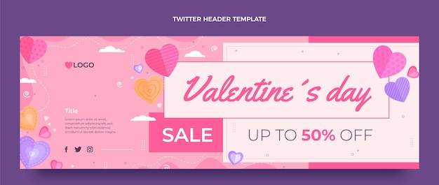 Kostenloser Vektor flacher valentinstag twitter-header