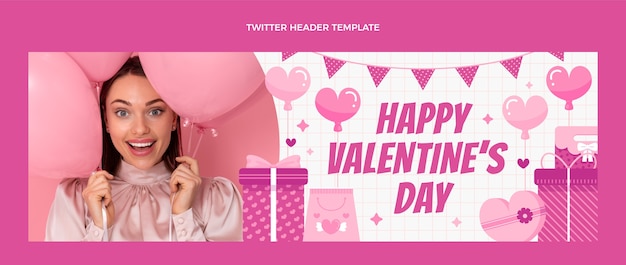 Flacher Valentinstag Twitter-Header