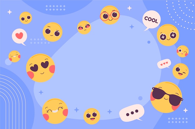 Kostenloser Vektor flacher welt-emoji-tageshintergrund mit emoticons