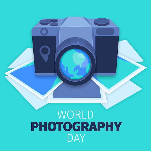 Flacher Weltfotografietag mit Kamera