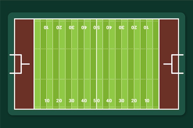 Flaches american-football-feld in draufsicht