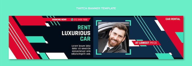 Flaches Autovermietungs-Twitch-Banner