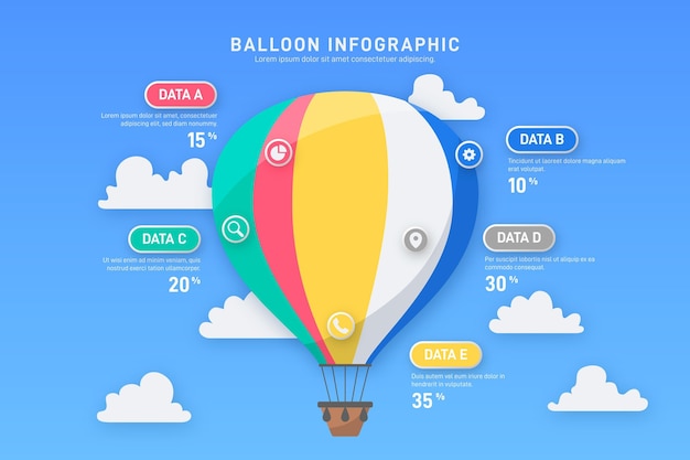 Flaches ballon-infografikkonzept