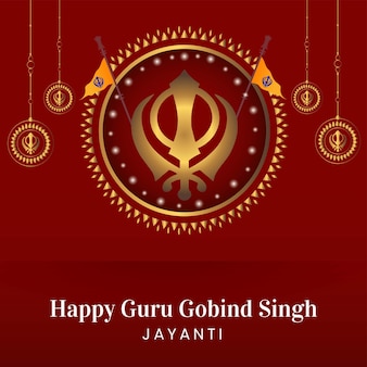 Flaches banner-design der glücklichen guru gobind singh jayanti-vorlage
