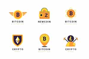 Kostenloser Vektor flaches bitcoin-logopaket