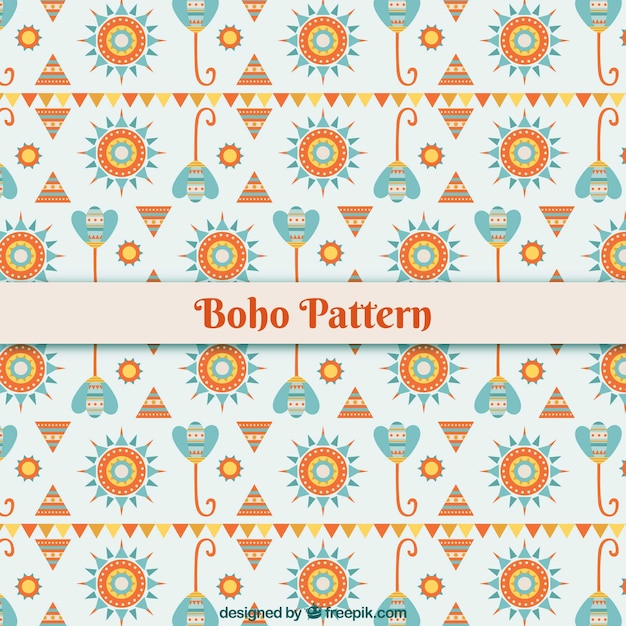 Flaches boho-muster mit blumenmuster