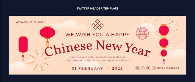 Flaches chinesisches neujahrs-twitter-header