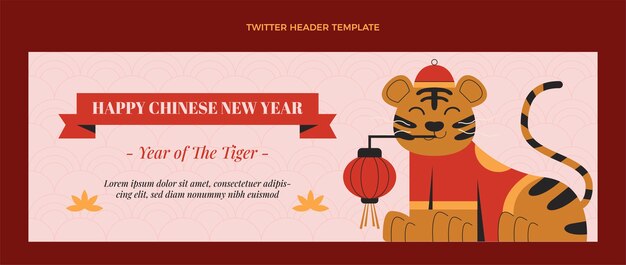 Kostenloser Vektor flaches chinesisches neujahrs-twitter-header