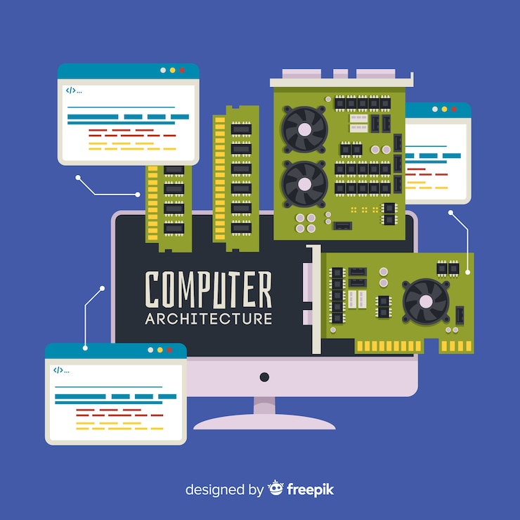 Kostenlose Vektor flaches computertechnikkonzept