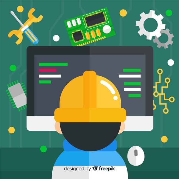 Flaches Computertechnikkonzept