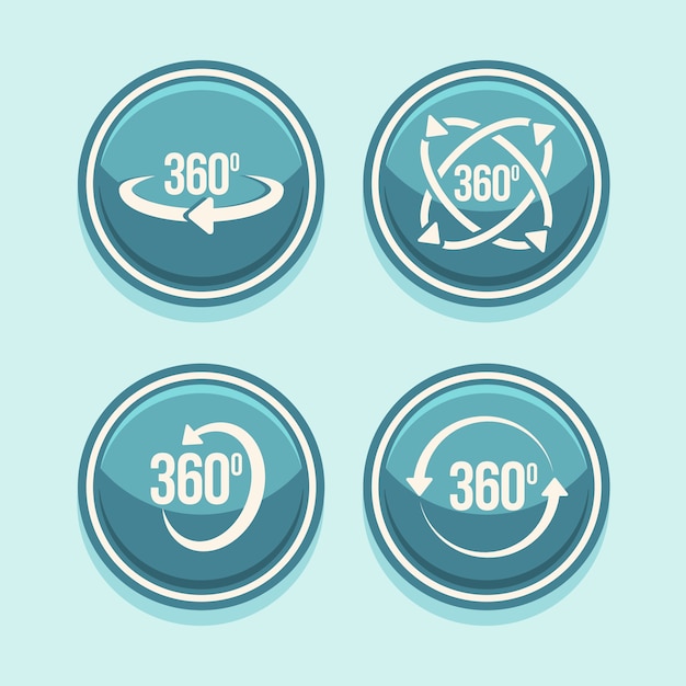 Flaches Design 360-Grad-Icons-Sammlung