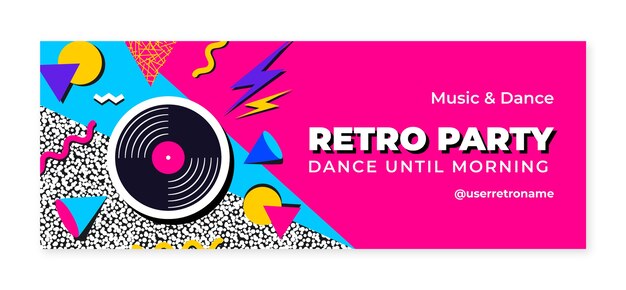 Flaches Design 80er-Party-Facebook-Cover-Vorlage