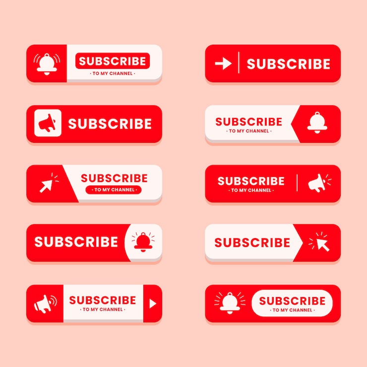Kostenlose Vektor flaches design-abonnieren-button-ui-set
