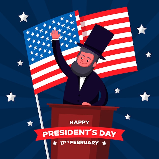 Flaches Design Abraham Lincoln Charakters