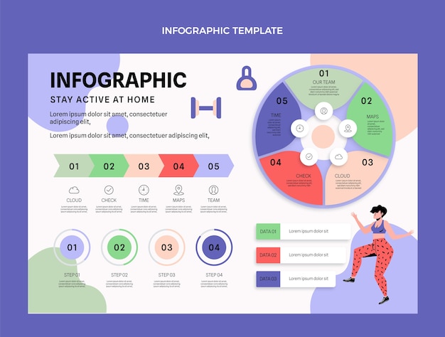 Flaches Design abstrakte Fitness Infografik