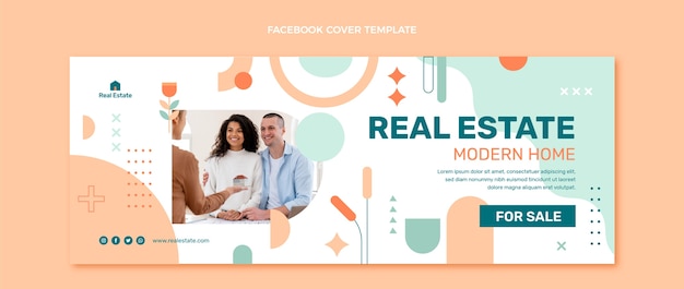 Flaches Design abstrakte geometrische Immobilien-Facebook-Abdeckung
