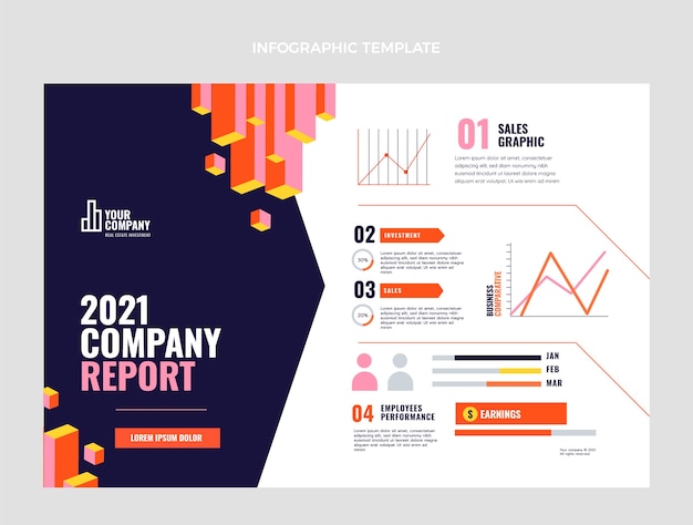 Kostenloser Vektor flaches design abstrakte geometrische immobilien infografik