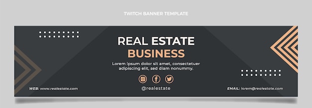 Kostenloser Vektor flaches design abstrakte immobilien-twitch-banner