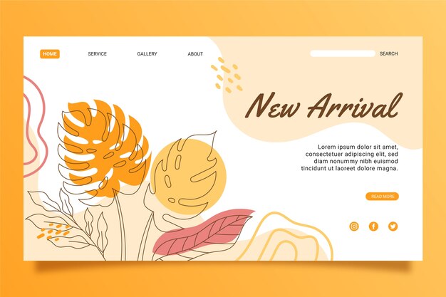 Kostenloser Vektor flaches design abstrakte neue ankunfts-landingpage