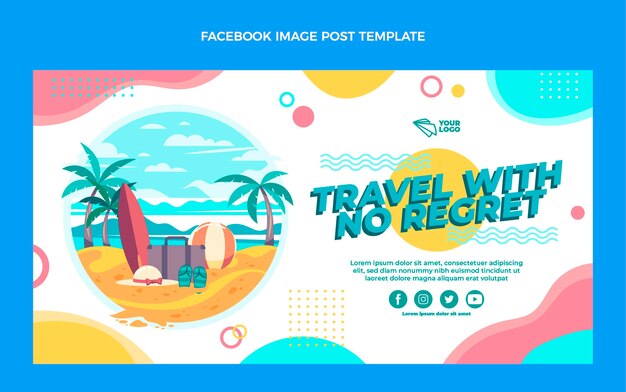 Flaches Design abstrakter Reise-Facebook-Post