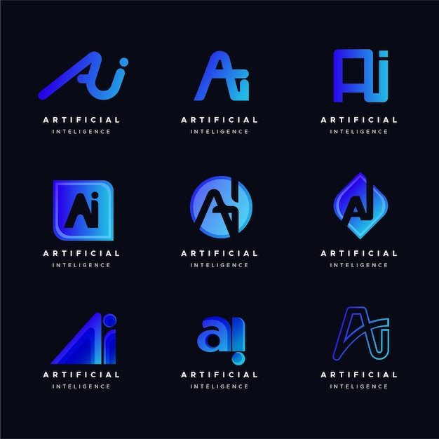 Kostenloser Vektor flaches design ai logos sammlung