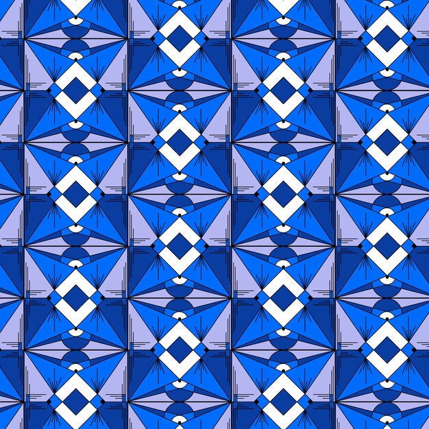 Flaches Design Art Deco blaues Muster