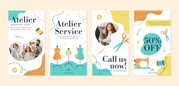 Flaches design-atelier-service instagram-geschichten