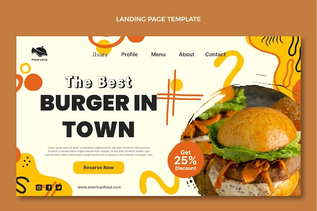 Flaches design beste burger-landingpage