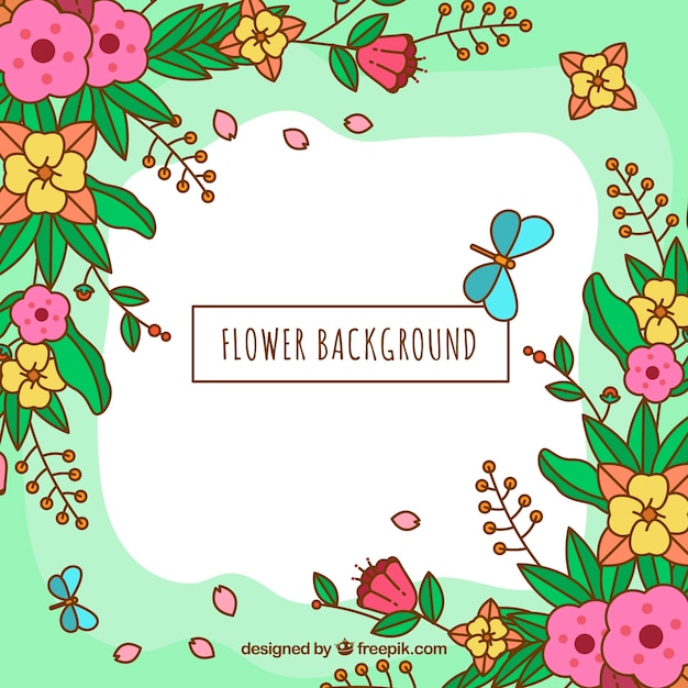 Flaches design blumen hintergrund