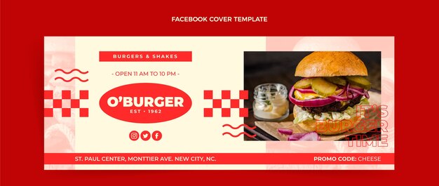 Kostenloser Vektor flaches design burger facebook cover