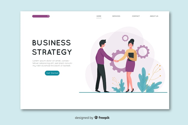 Kostenloser Vektor flaches design business landing page