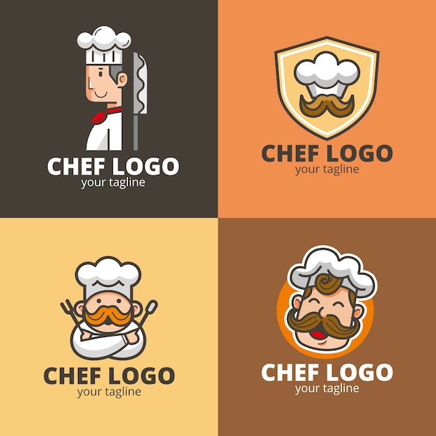 Flaches Design Chef Logo Sammlung