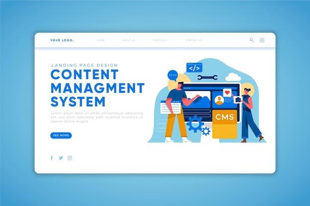 Flaches design cms landingpage