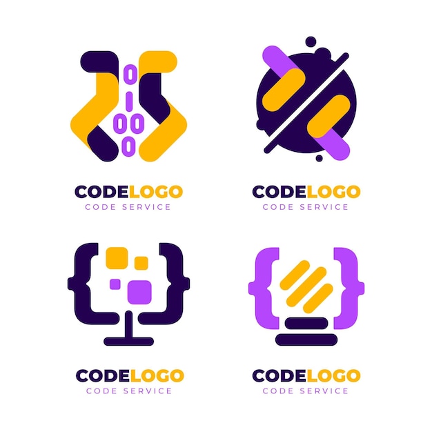 Flaches Design-Code-Logo-Set